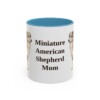 11oz Miniature American Shepherd Dog Mom Mug, Light Blue, front view