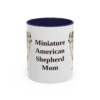 11oz Miniature American Shepherd Dog Mom Mug, Navy, front view