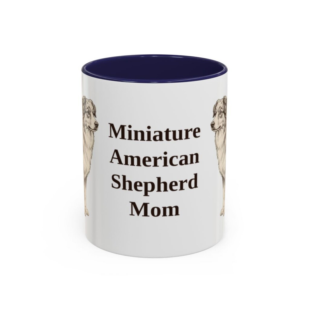 11oz Miniature American Shepherd Dog Mom Mug, Navy, front view