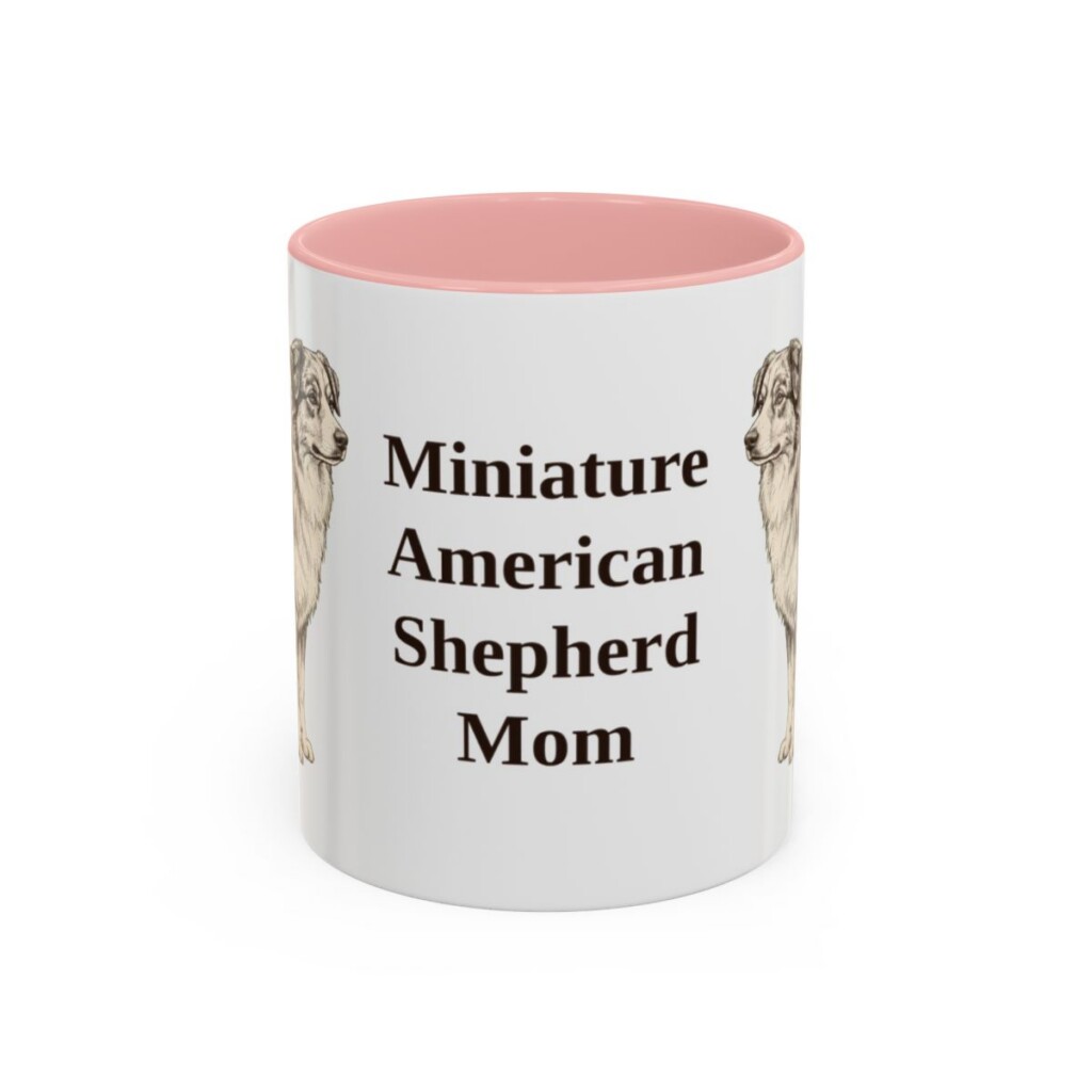 11oz Miniature American Shepherd Dog Mom Mug, Pink, front view