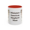 11oz Miniature American Shepherd Dog Mom Mug, Red, front view