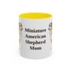 11oz Miniature American Shepherd Dog Mom Mug, Yellow, front view
