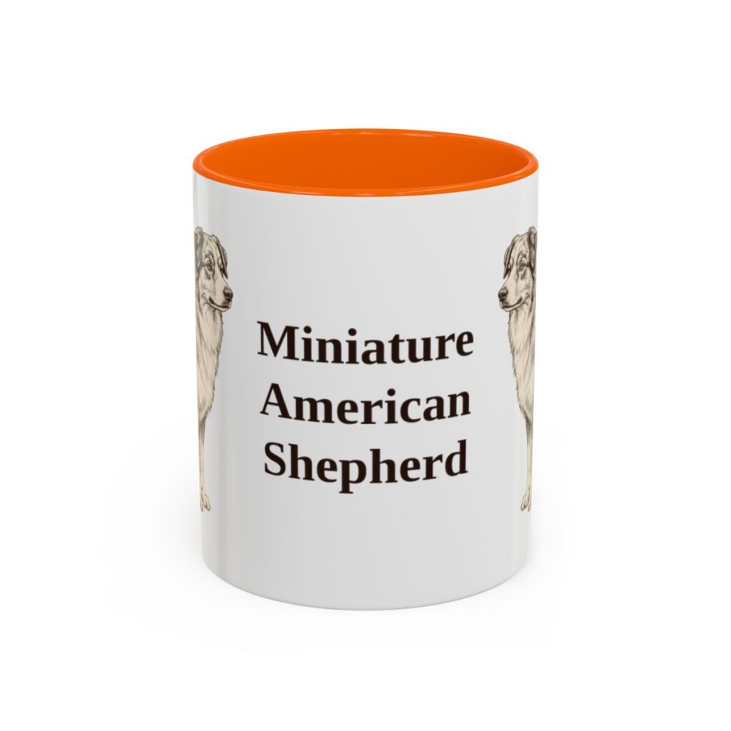 11oz Miniature American Shepherd Mug, Orange, front view