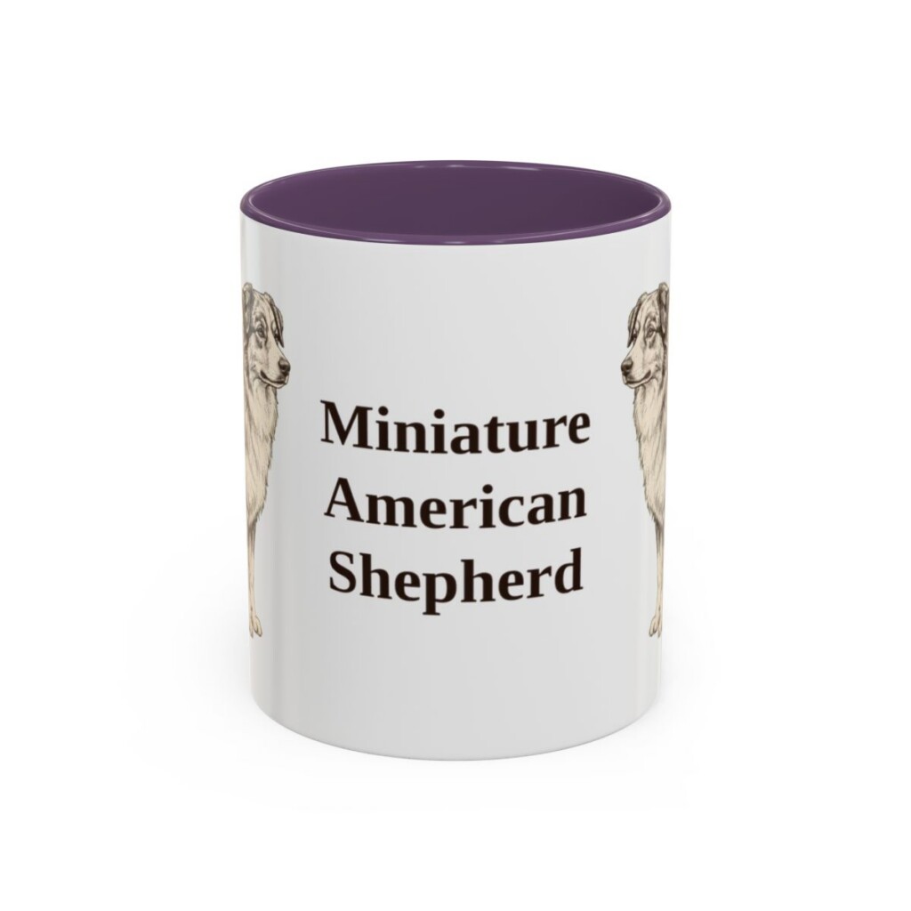 11oz Miniature American Shepherd Mug, Purple, front view