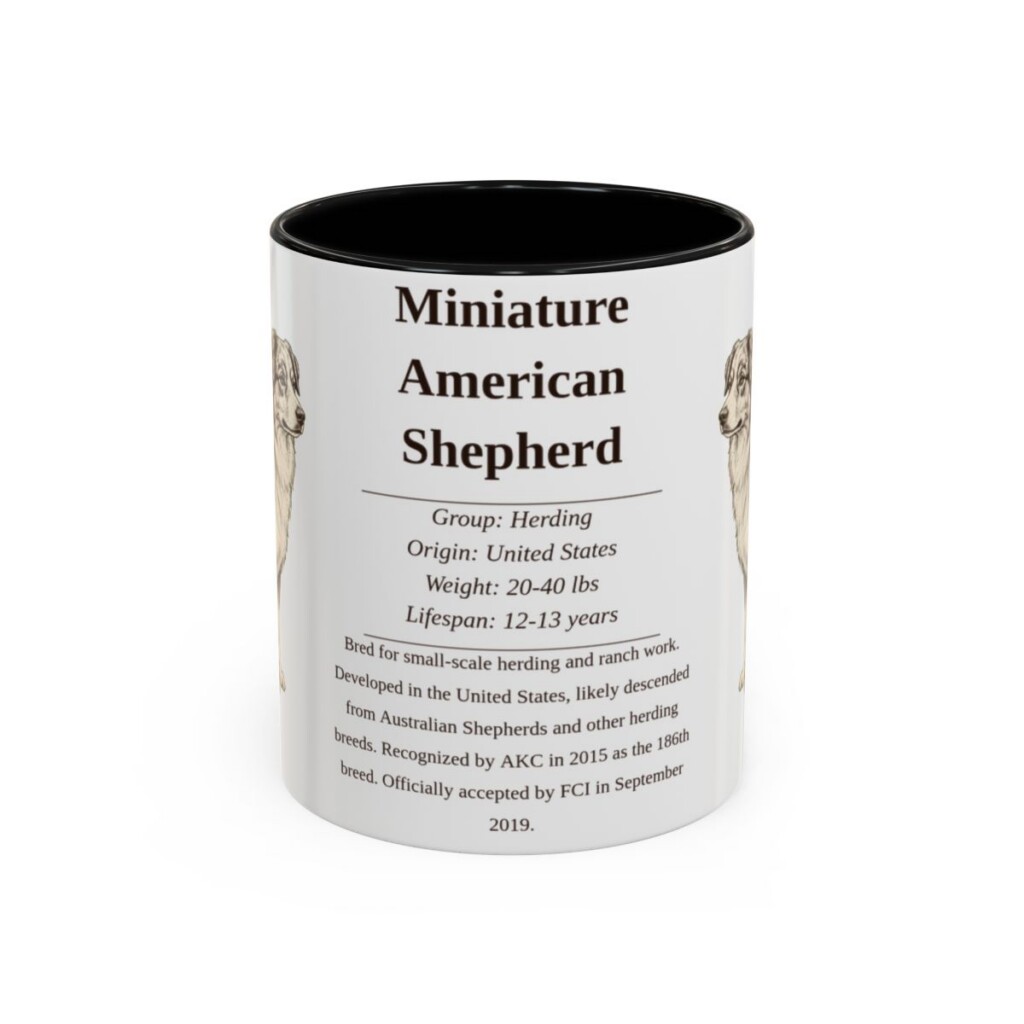 11oz Miniature American Shepherd Mug, Black, front view