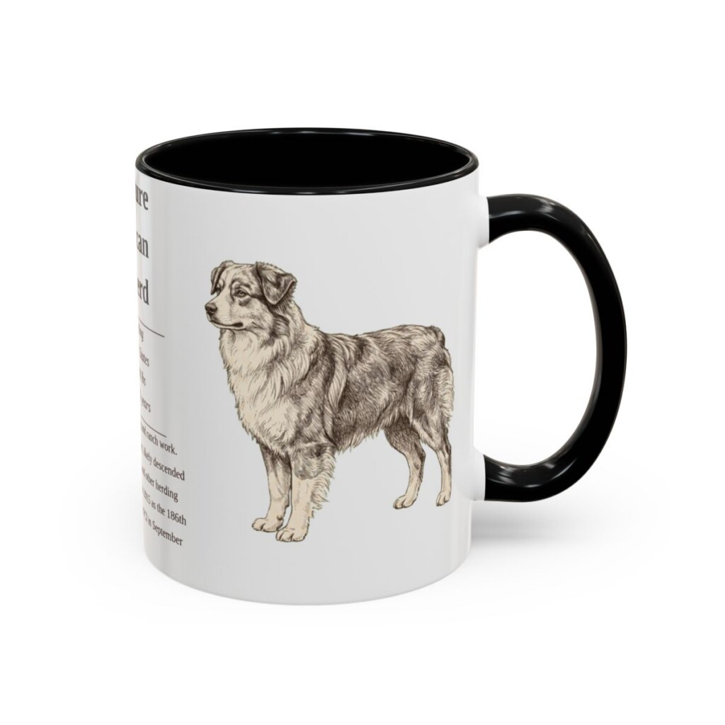 11oz Miniature American Shepherd Mug, Black, right side view