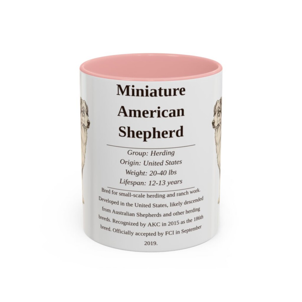 11oz Miniature American Shepherd Mug, Pink, front view