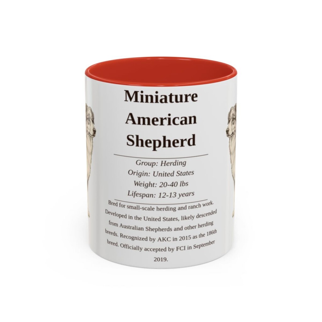 11oz Miniature American Shepherd Mug, Red, front view