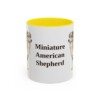 11oz Miniature American Shepherd Mug, Yellow, front view