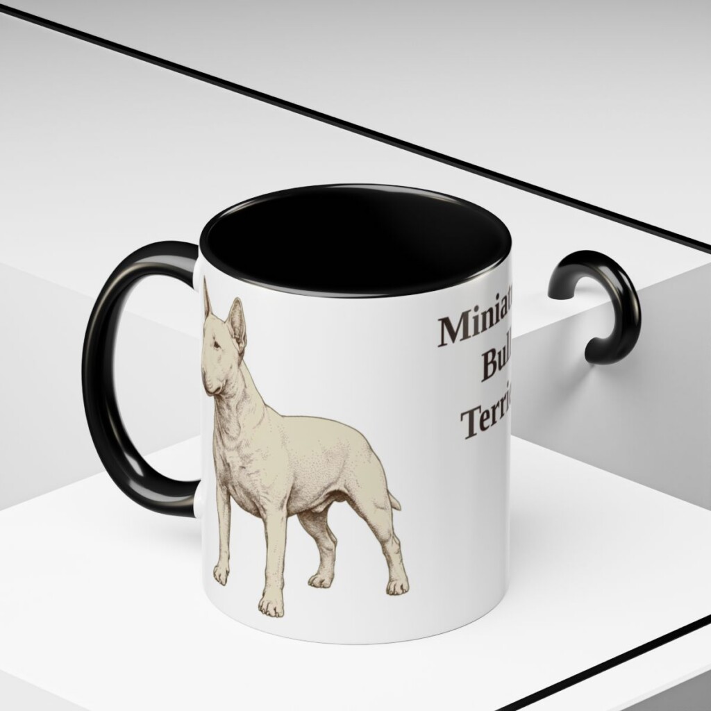 11oz Miniature Bull Terrier Mug, Black, lifestyle photo