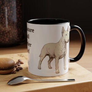 11oz Miniature Bull Terrier Dog Dad Mug, Black, lifestyle photo