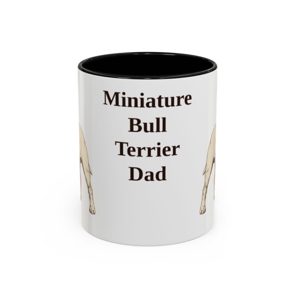 11oz Miniature Bull Terrier Dog Dad Mug, Black, front view