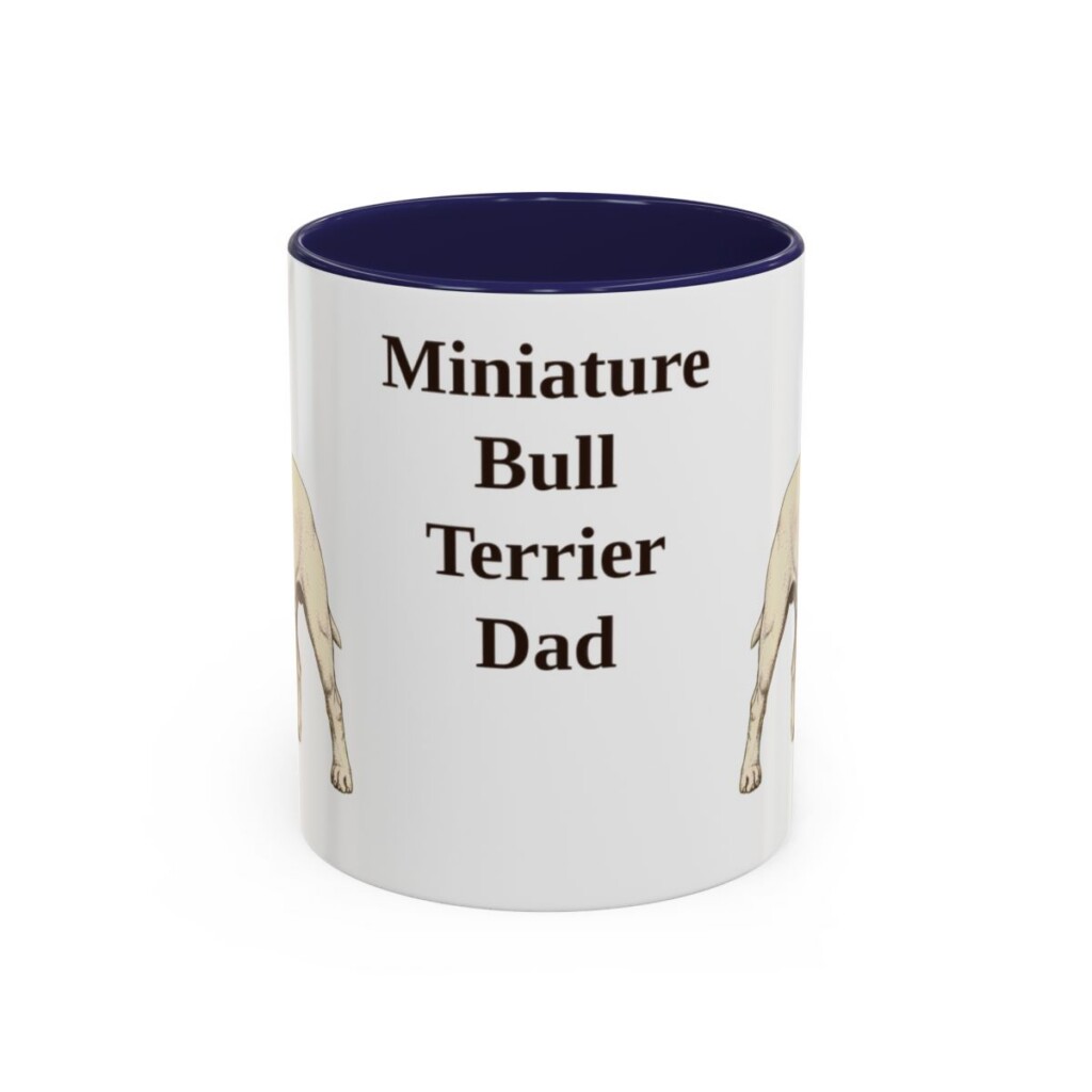 11oz Miniature Bull Terrier Dog Dad Mug, Navy, front view