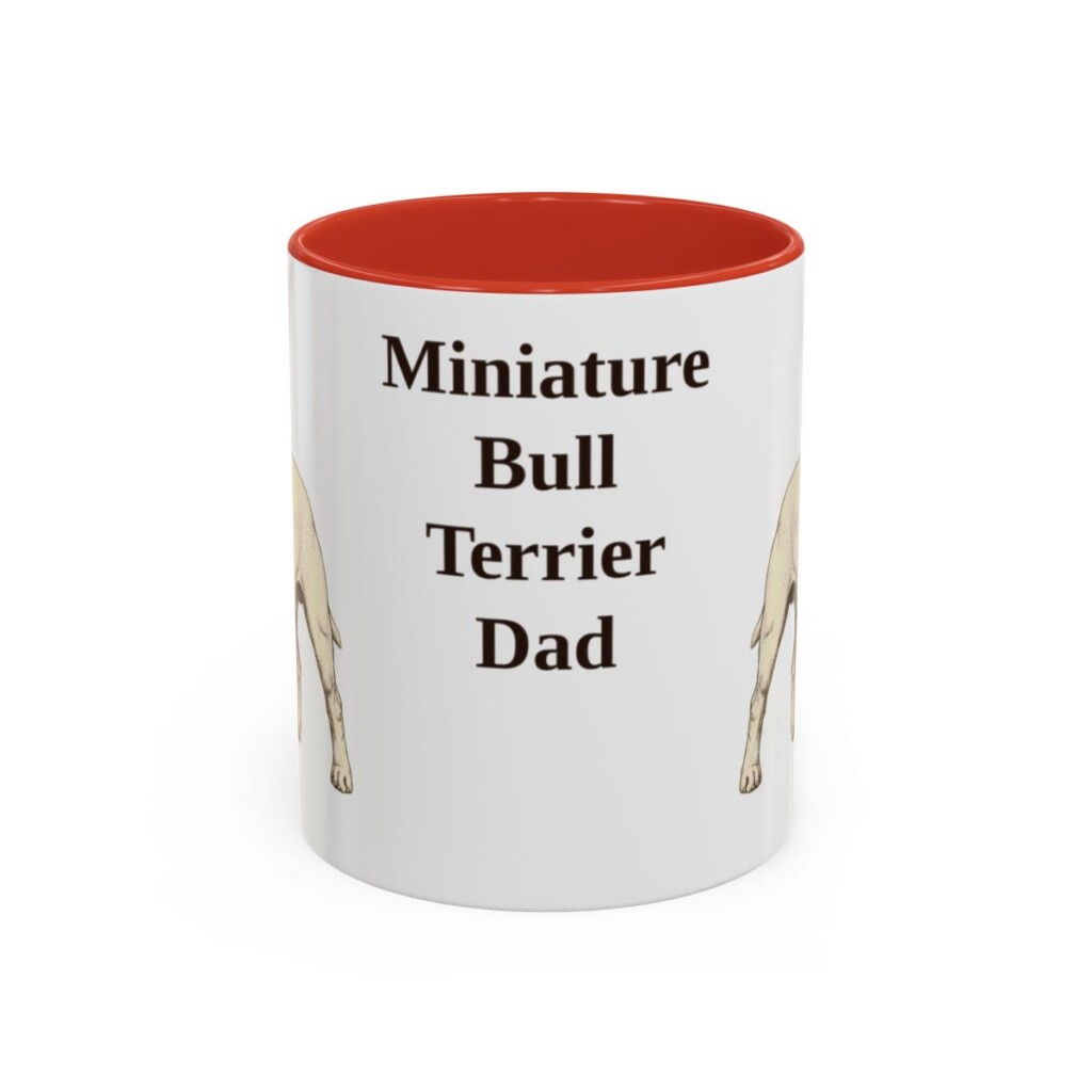 11oz Miniature Bull Terrier Dog Dad Mug, Red, front view