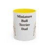 11oz Miniature Bull Terrier Dog Dad Mug, Yellow, front view