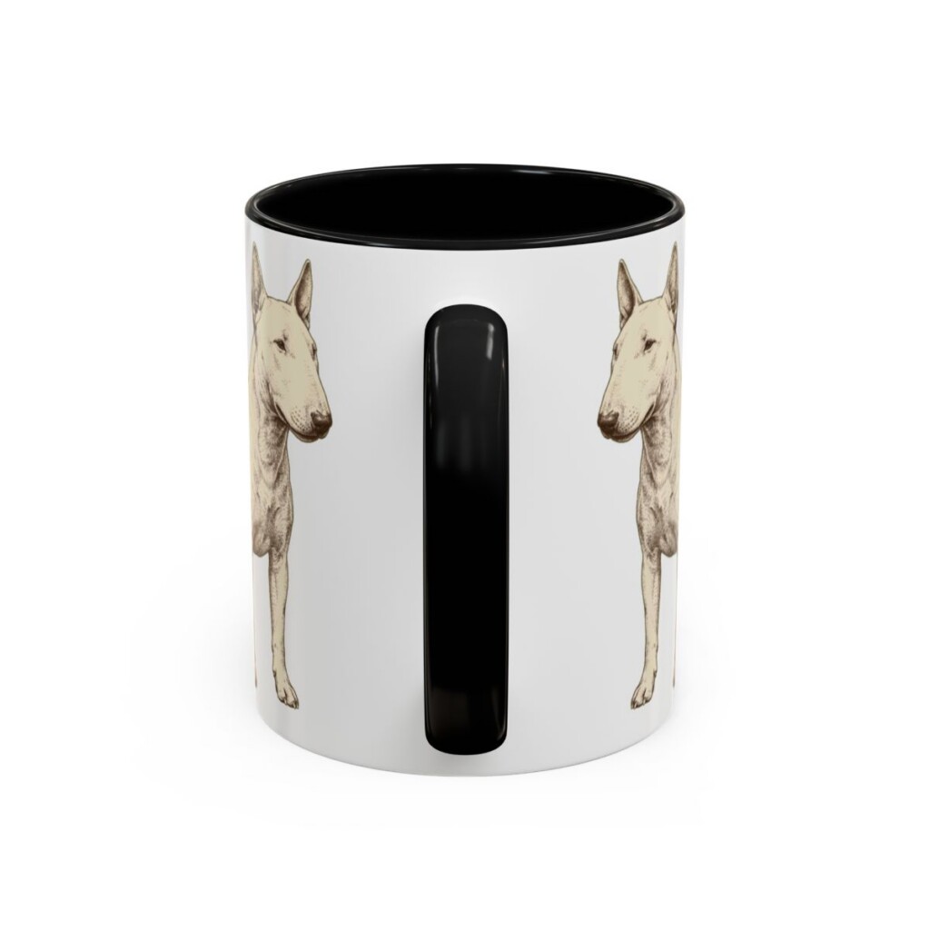 11oz Funny Miniature Bull Terrier Mug, Black, back view