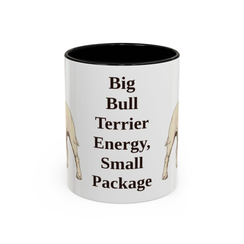 11oz Funny Miniature Bull Terrier Mug, Black, front view