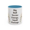 11oz Funny Miniature Bull Terrier Mug, Light Blue, front view