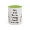 11oz Funny Miniature Bull Terrier Mug, Light Green, front view