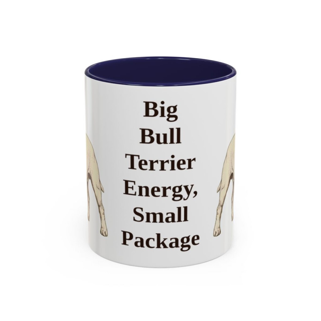 11oz Funny Miniature Bull Terrier Mug, Navy, front view