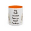 11oz Funny Miniature Bull Terrier Mug, Orange, front view