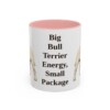 11oz Funny Miniature Bull Terrier Mug, Pink, front view