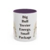 11oz Funny Miniature Bull Terrier Mug, Purple, front view