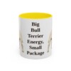 11oz Funny Miniature Bull Terrier Mug, Yellow, front view