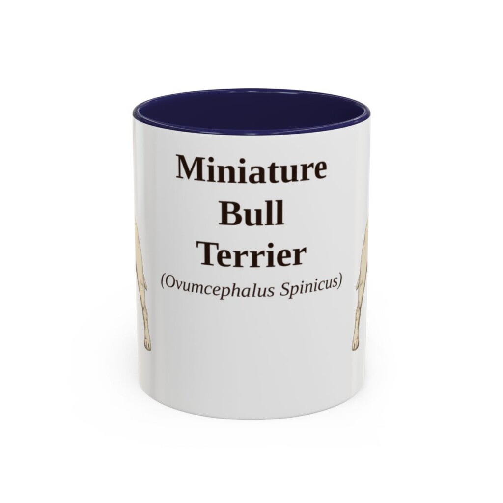 11oz-miniature-bull-terrier-mug-latin-navy 11oz Miniature Bull Terrier Latin Mug, Navy, front view