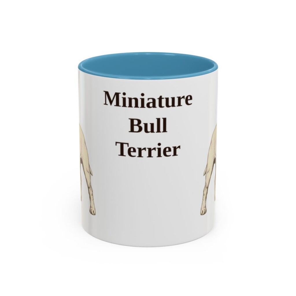 11oz Miniature Bull Terrier Mug, Light Blue, front view