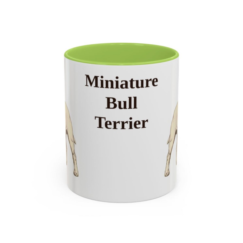 11oz Miniature Bull Terrier Mug, Light Green, front view