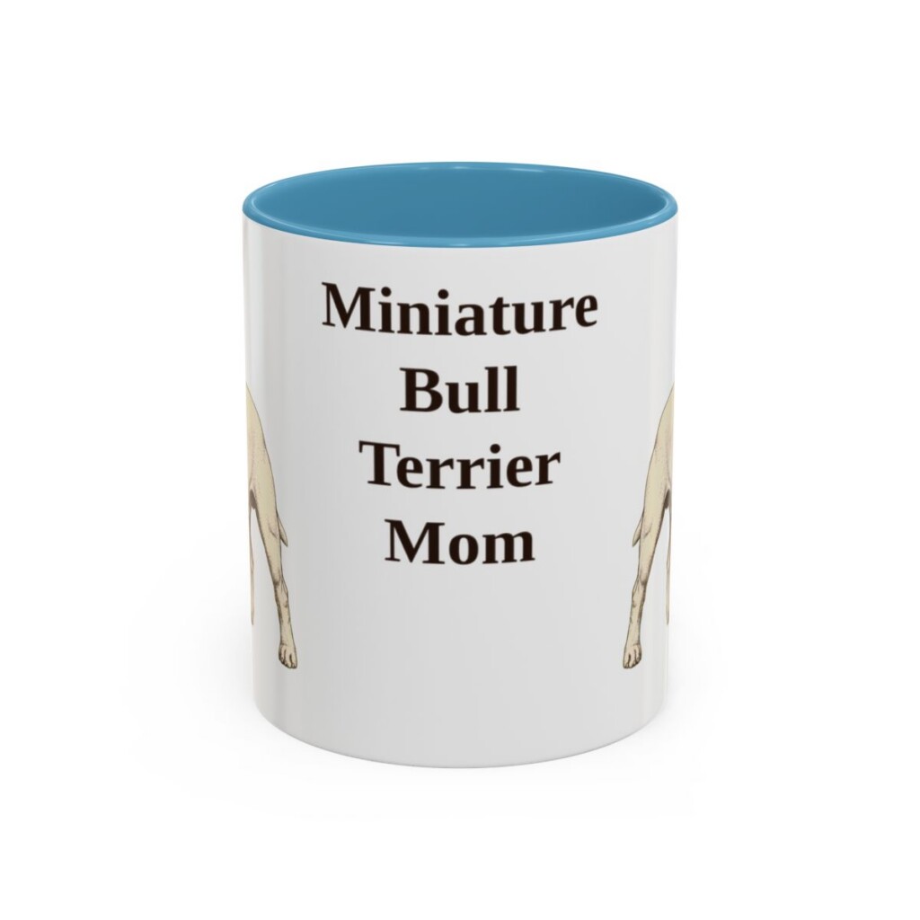 11oz-miniature-bull-terrier-mug-mom-light-blue 11oz Miniature Bull Terrier Dog Mom Mug, Light Blue, front view