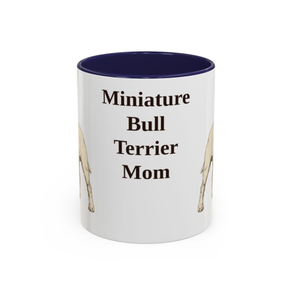 11oz-miniature-bull-terrier-mug-mom-navy 11oz Miniature Bull Terrier Dog Mom Mug, Navy, front view