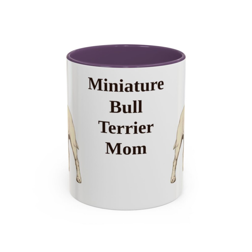 11oz-miniature-bull-terrier-mug-mom-purple 11oz Miniature Bull Terrier Dog Mom Mug, Purple, front view