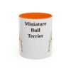 11oz Miniature Bull Terrier Mug, Orange, front view
