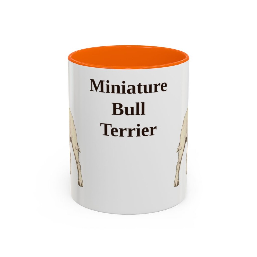11oz Miniature Bull Terrier Mug, Orange, front view