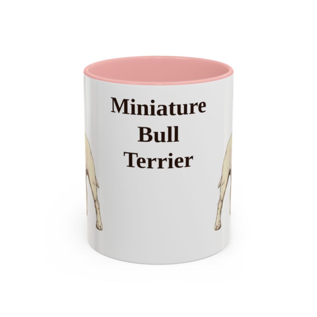 11oz Miniature Bull Terrier Mug, Pink, front view