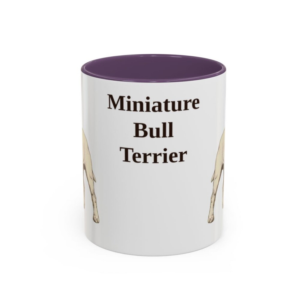 11oz Miniature Bull Terrier Mug, Purple, front view