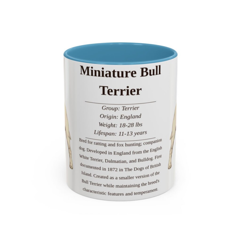 11oz-miniature-bull-terrier-mug-writeup-light-blue 11oz Miniature Bull Terrier Mug, Light Blue, front view