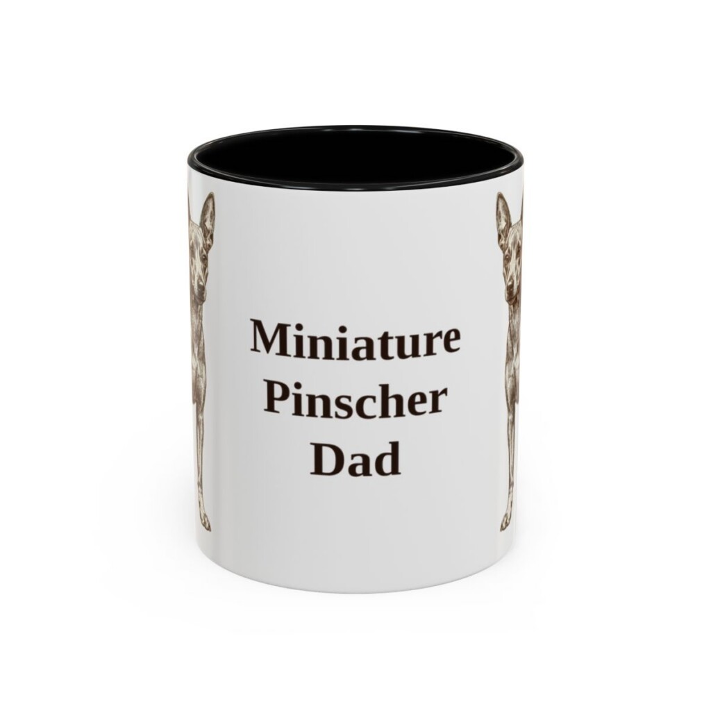 11oz Miniature Pinscher Dog Dad Mug, Black, front view