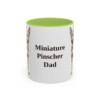 11oz Miniature Pinscher Dog Dad Mug, Light Green, front view