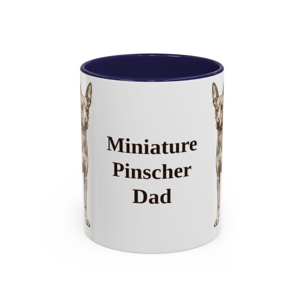 11oz Miniature Pinscher Dog Dad Mug, Navy, front view