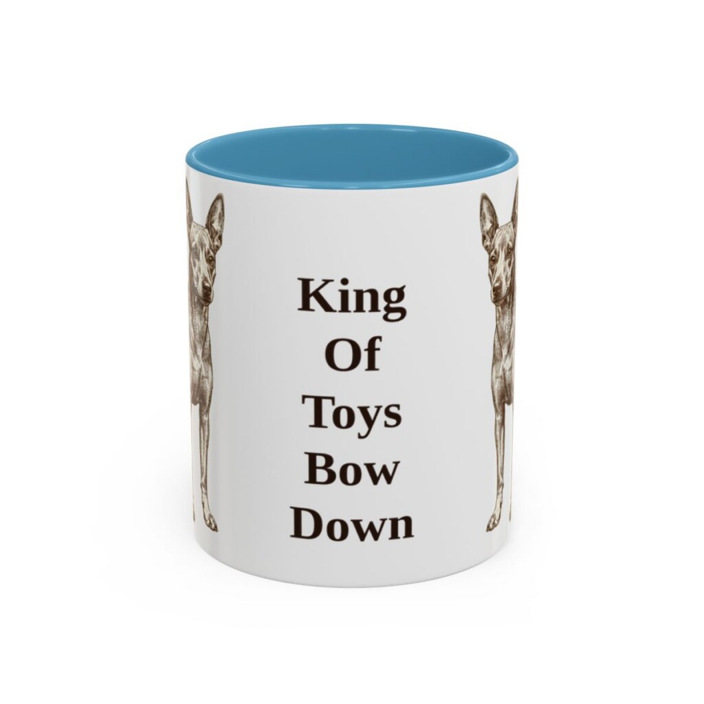 11oz Funny Miniature Pinscher Mug, Light Blue, front view