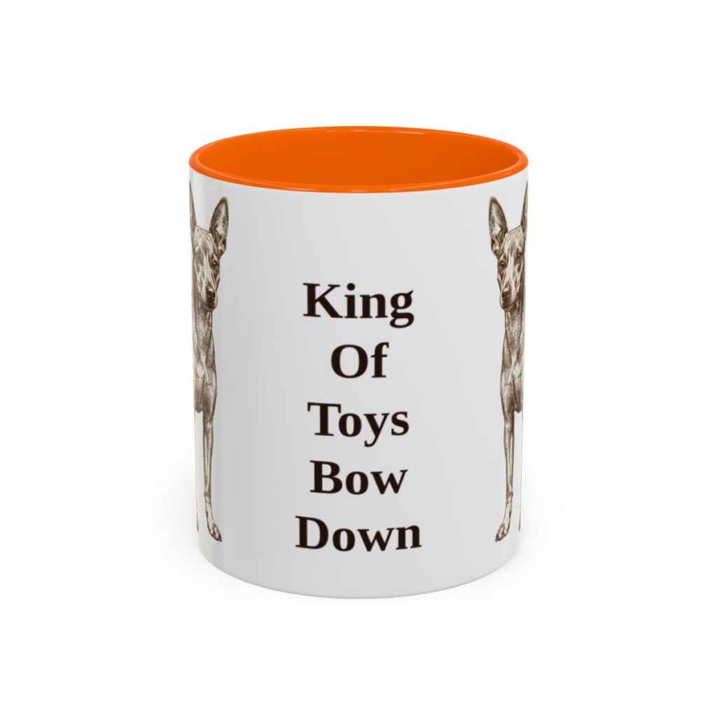 11oz Funny Miniature Pinscher Mug, Orange, front view