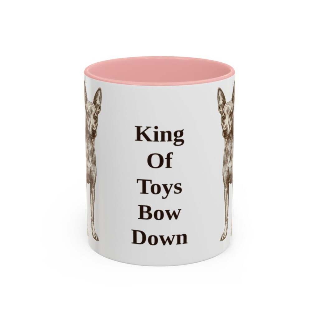 11oz Funny Miniature Pinscher Mug, Pink, front view