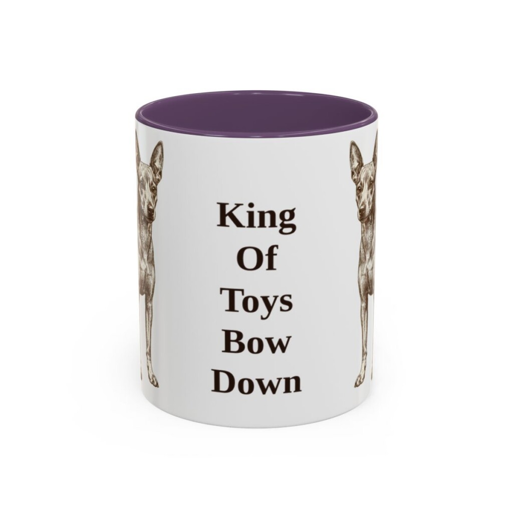 11oz Funny Miniature Pinscher Mug, Purple, front view