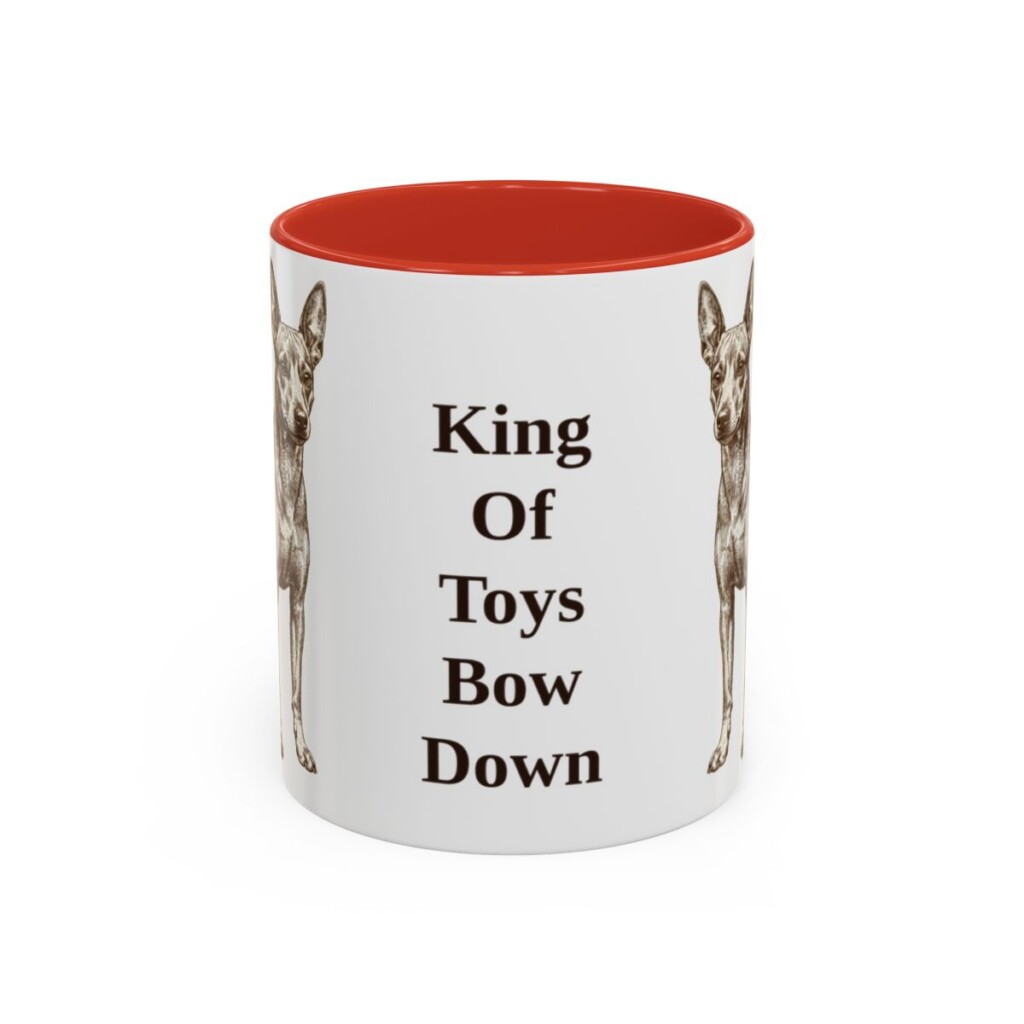 11oz Funny Miniature Pinscher Mug, Red, front view
