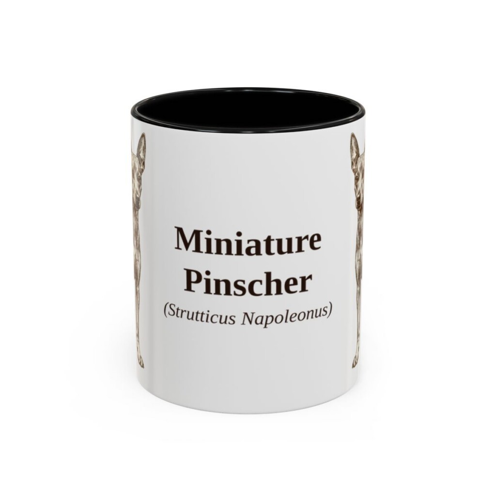 11oz Miniature Pinscher Latin Mug, Black, front view