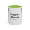 11oz Miniature Pinscher Latin Mug, Light Green, front view