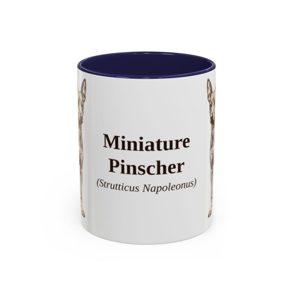 11oz Miniature Pinscher Latin Mug, Navy, front view